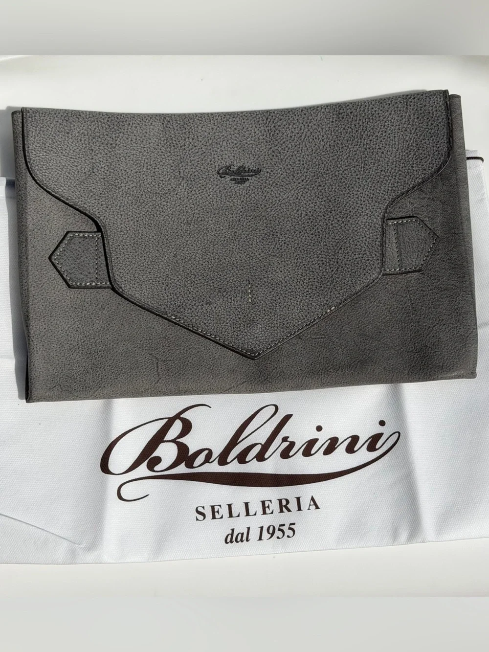 New Boldrini Selleria Italian Leather Clutch Bag Genuine Florentine Vacchetta
